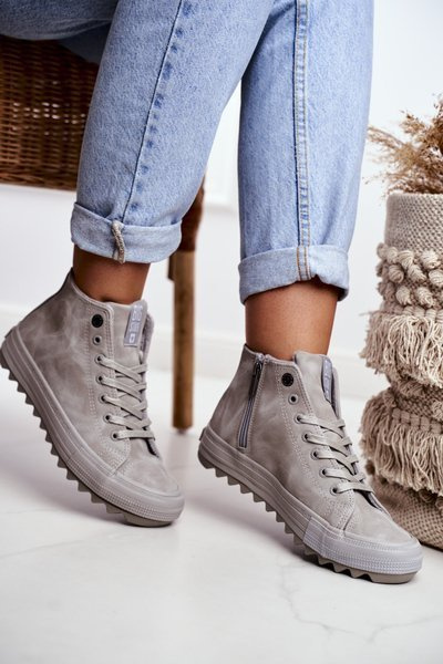 Dámské Tenisky Big Star Vysoké Zateplené Šedé GG274070