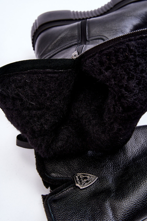 Zazoo 70121 Kožené dámske čižmy s vlnou čierne