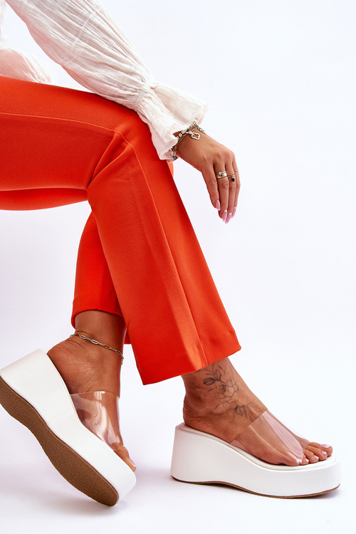 Ženské priehľadné biele kliny Eliane