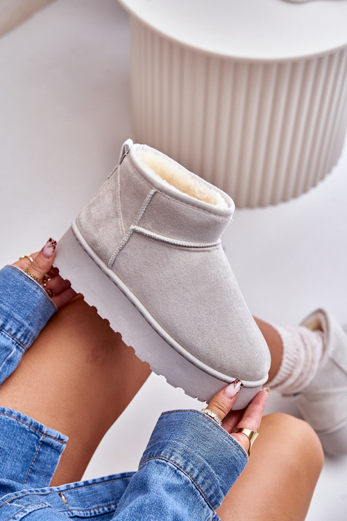 Dámske Snehule Na Platforme Zateplené Kožušinou Svetlo Sivé Xamella