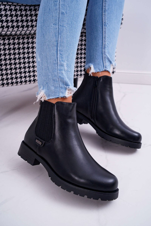 Dámské Kotníkové Boty Plochý Podpatek zateplené Černé Hertz