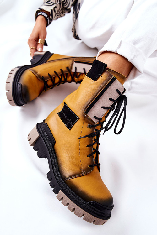 Kožené Boty Zateplené Maciejka Žluté 05113-07