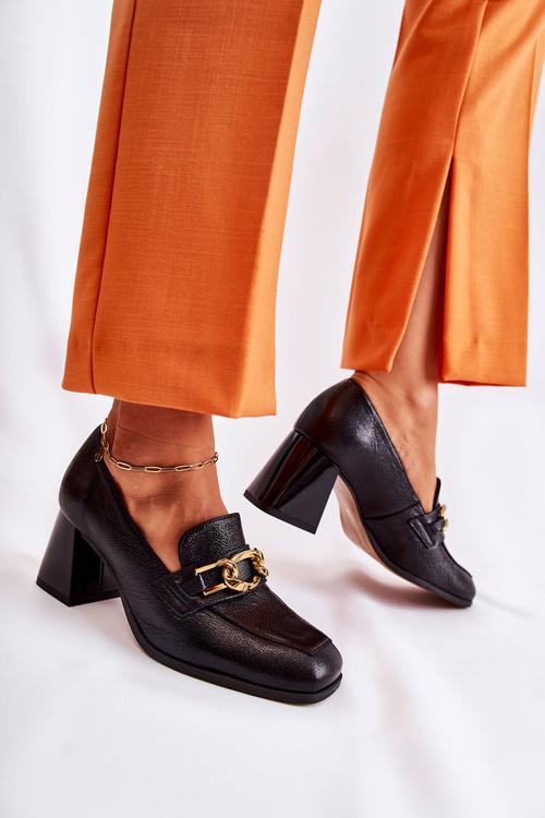 Kožené lodičky s řetízkem Laura Messi 2515 Black