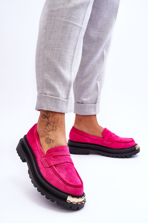 Klasické semišové mokasíry s ozdobou Fuksia Monaro