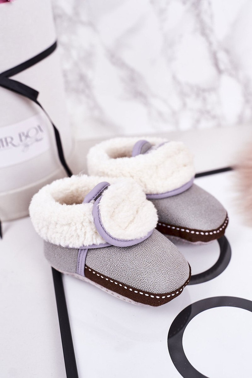 Dětské Teplé Pantofle S Kůží Šedé Cloudlet