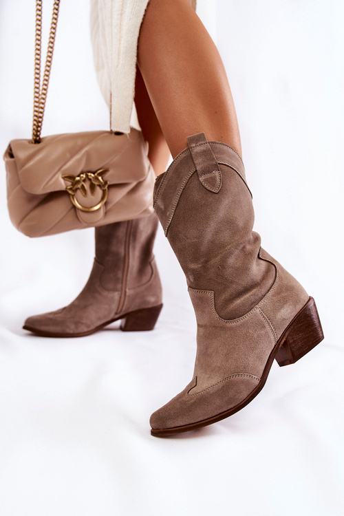 Semišové boty Kovbojské boty Lewski Shoes 3198 Cappucino