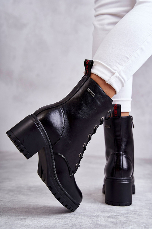 Dámské teplé kozačky na vysokém podpatku Černe Grethe