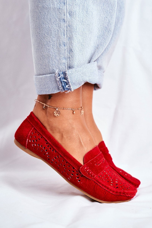 Dámske otvorené práce Moccasins S. Barski Red