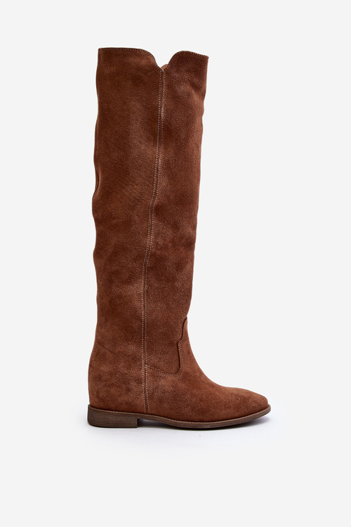 Zazoo 3407 Zamszové Čižmy po Kolena na Plochej Podrážke Čierne