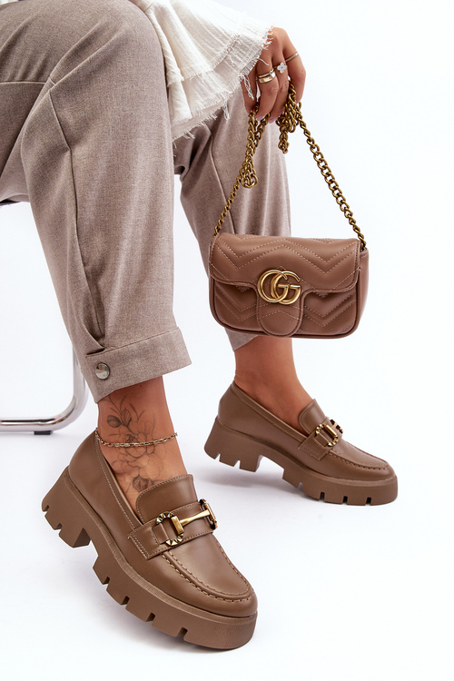 Dámske topánky Loafer s ozdobou khaki peuria