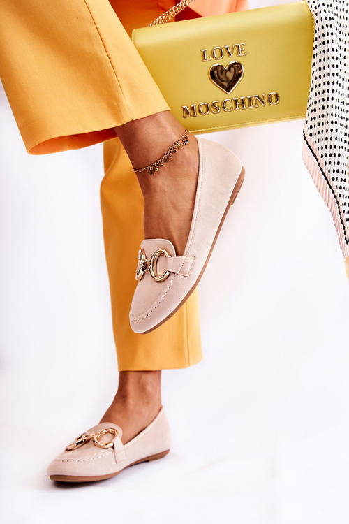 Dámské semišové mokasíny s zdobením béžove Reality