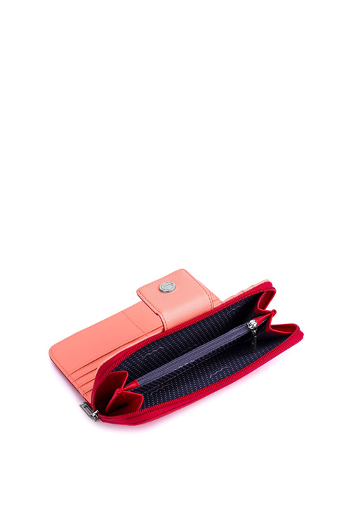 Veľké dámske portfólio na červenooranžovom love zips