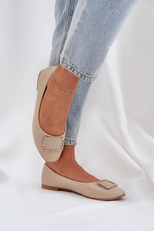 Eko Kožené Baletky S Ozdobou Béžové Tulnelia