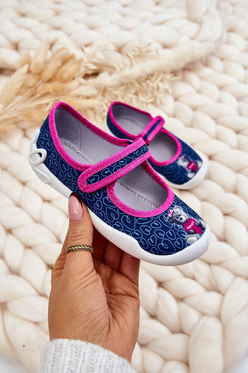 Dětské pantofle Balerína Befado Medvídek 114X505 Námořnická modrá