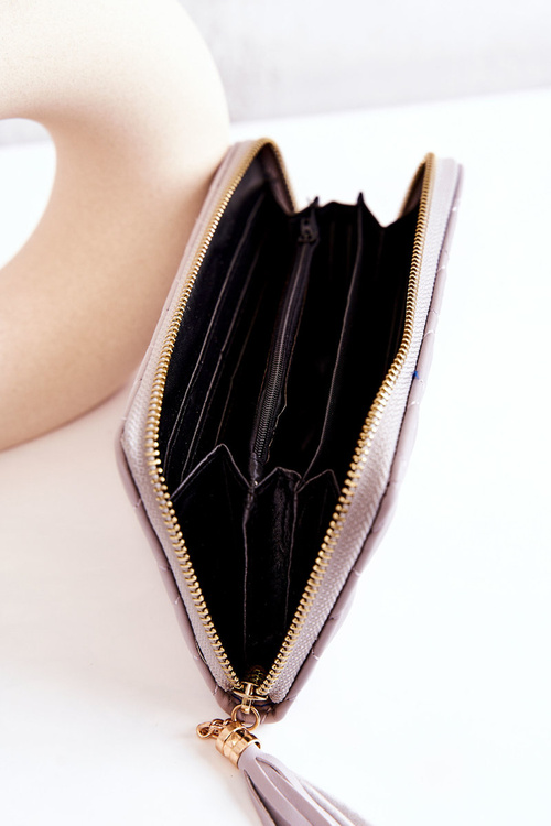 Velká prošívaná peněženka s třásněmi Šedy Selley