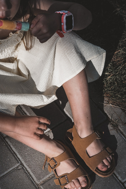 Dětské sandálky na korkové platformě se suchým zipem Camel Rorria