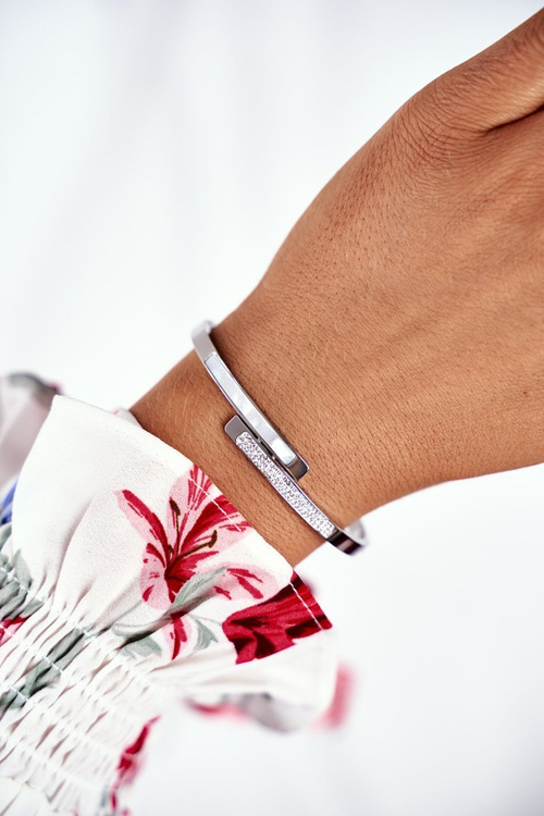 Dámsky oceľový náramok s zirkónmi strieborná Sekvana