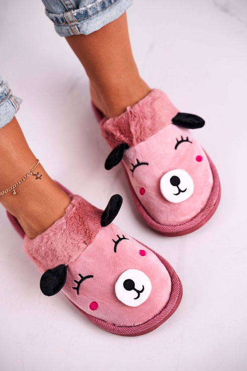 Dámske velor papky s lama ružovou červenkou farbou