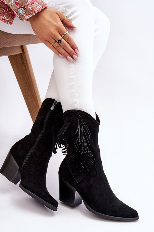 Nízke semišové topánky žien Black Elyse Cowboy topánky