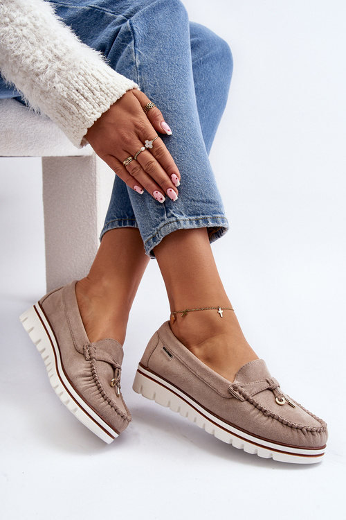 Dámske mokasíny na platforme béžové Railav