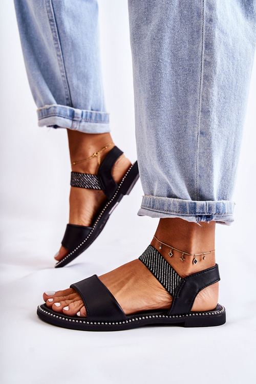 Dámsky klasický byt -sandále s čiernymi catis