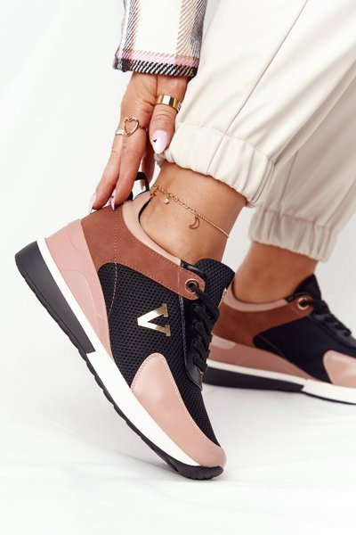 Klínové Tenisky Sneakers Vinceza 10590 Černé-Růžové