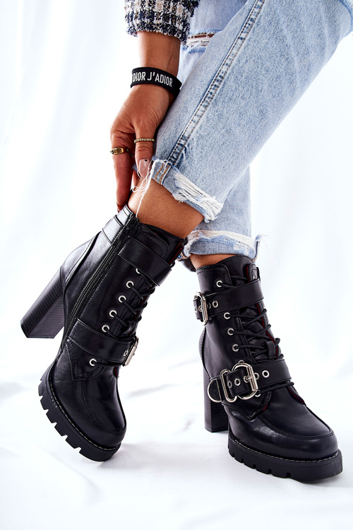 Kotníkové Boty S přezkou černě Flaris