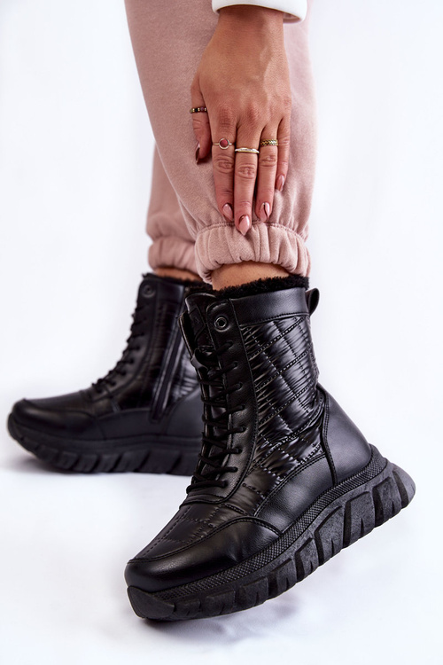 Dámské šněrovací boty do sněhu na platformě Černé Anubi