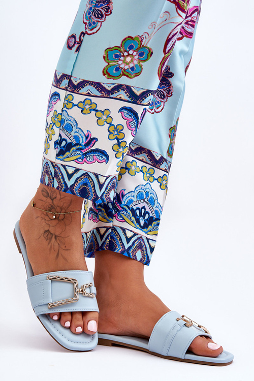 Dámske klasické flip -flops s dekoráciou modrý pôsobivý