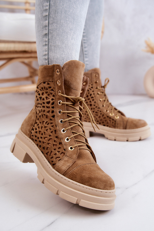 Camel Aileen Openwork Suede topánky