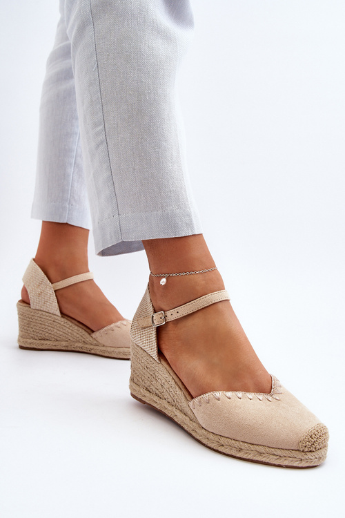 Zamšové sandále espadrily s klincom a pleteným detailom béžové Raylin