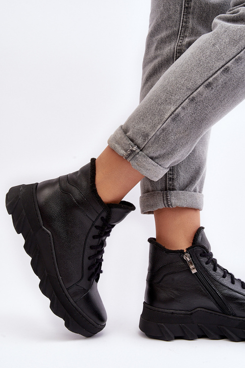 Izolované dámske kožené topánky na platforme Black Lemar Jevette