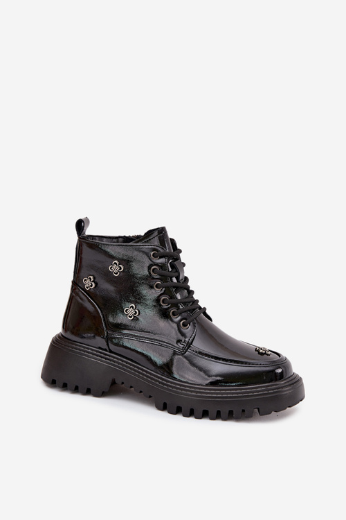 Kožené vykurované dámske topánky s ozdobami Artiker 57C0345 Čierne