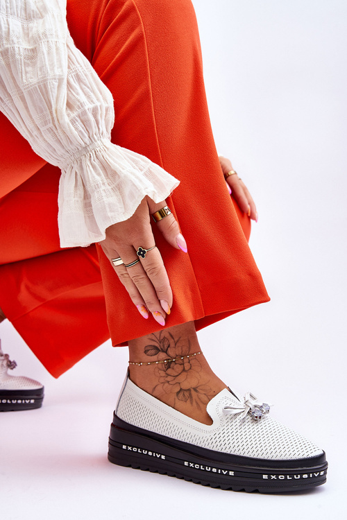 Dámské nazouvací kožené tenisky bílé Raven