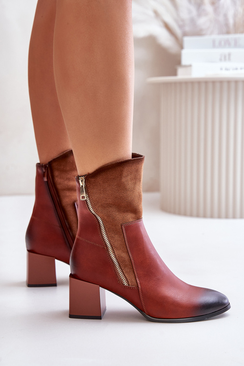 Zateplené dámské botky na podpatku hnědé Relabina
