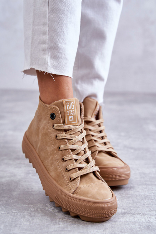 Dámské Tenisky Big Star Vysoké Zateplené Camel GG274072