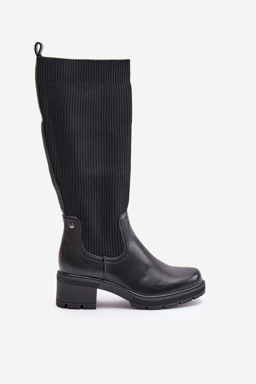 Vkladané Čižmy S Elastickým Zvrškom Nad Koleno Čierne Vaimi