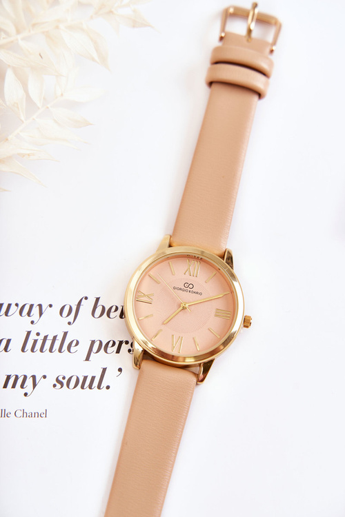 Dámske hodinky na koženom remienku Giorgio a Dario Béž