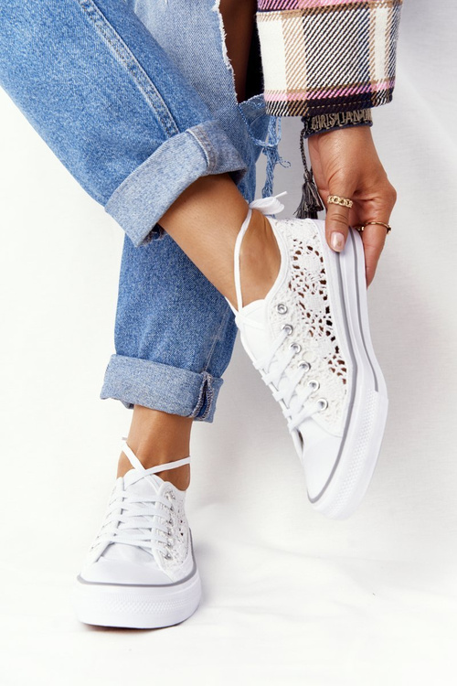 Dámské Krajkové Tenisky Bílé Candice