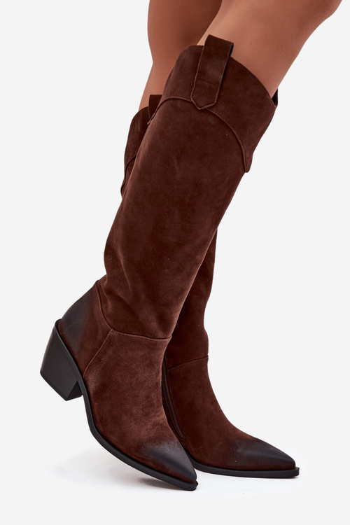 Dámske Kovábojky Na Opätku Z Prírodného Semišu Artiker 57C0230 Hnedé