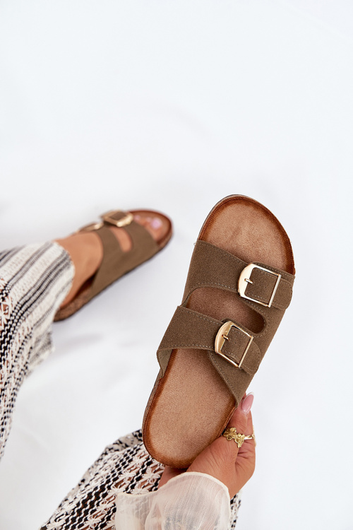 Dámske Sandále Na Korkovej Platforme So Zlatými Prackami Zelené Lisavionea