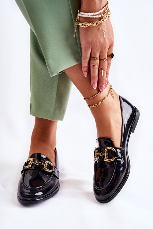 Dámské lakované mokasíny černé Coriso