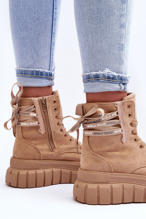 Dámské semišové Botky na platformě Bežové Raftera