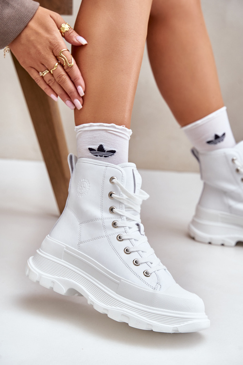 Kožené Zateplené Tenisky Na Masívnej Platforme Big Star OO274A598 Biele