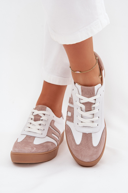 Dámské Kožené Tenisky Vinceza 79557 Bílá-Bežová