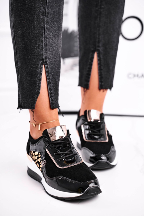 Dámske športové topánky tenisky čierna koža 21-7778