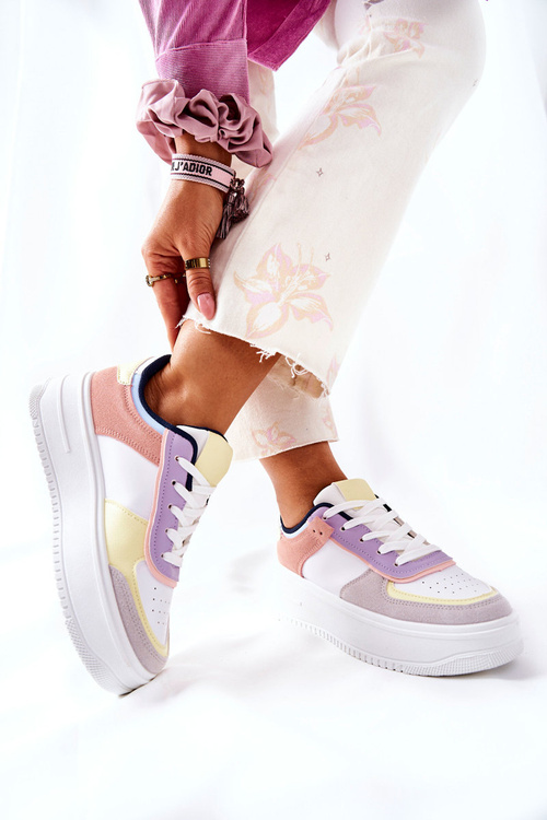 Sportovní Obuv Sneakers Na Platformě Bílé-Žluté Freedom