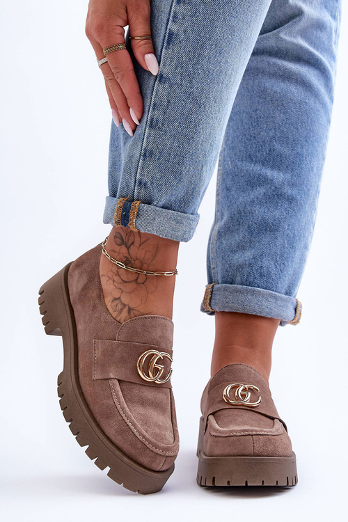 Dámské semišové polobotky s ozdobou tmavě béžová Rosefalls