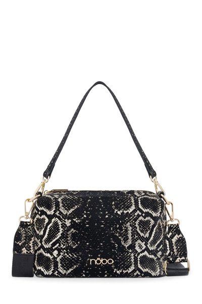 Klasická hadovská kabelka Nobo N1340-CM23 čierna a zlatá vzor