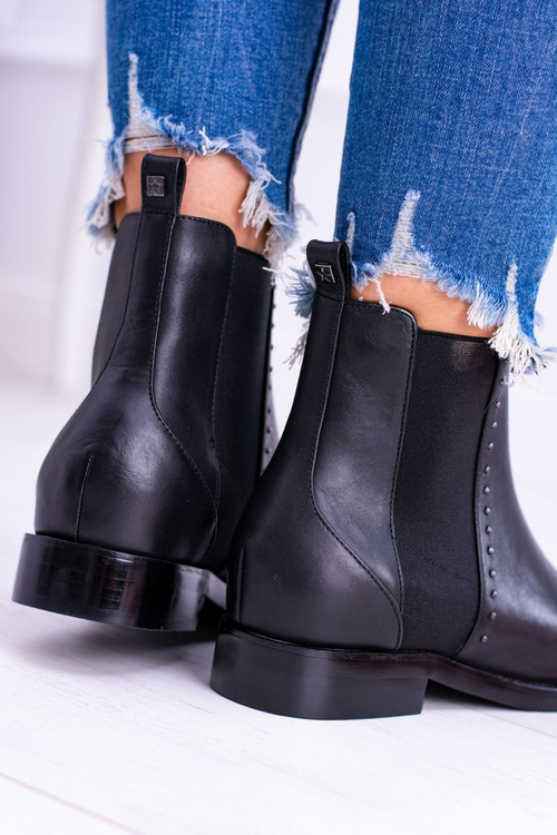 Kožené topánky s veľkou hviezdou Black BB274611